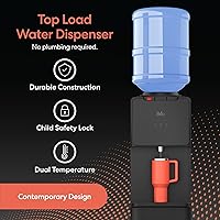 Vista 2 de Brio 130 Series Top-Load Water Cooler Dispenser for 3- and 5-Gallon Bottles, Hot & Cold, Spill-Free Loading, Child Safety Lock, Energy Star 3.0
