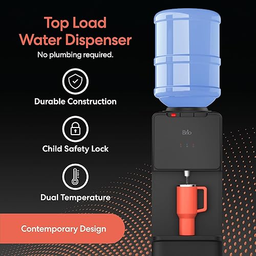 Miniatura 2 de Brio CLTL130 Serie 130 Dispensador de enfriador de agua de carga superior para botellas de 3 y 5 galones, calor y frío, carga sin derrames, bloqueo