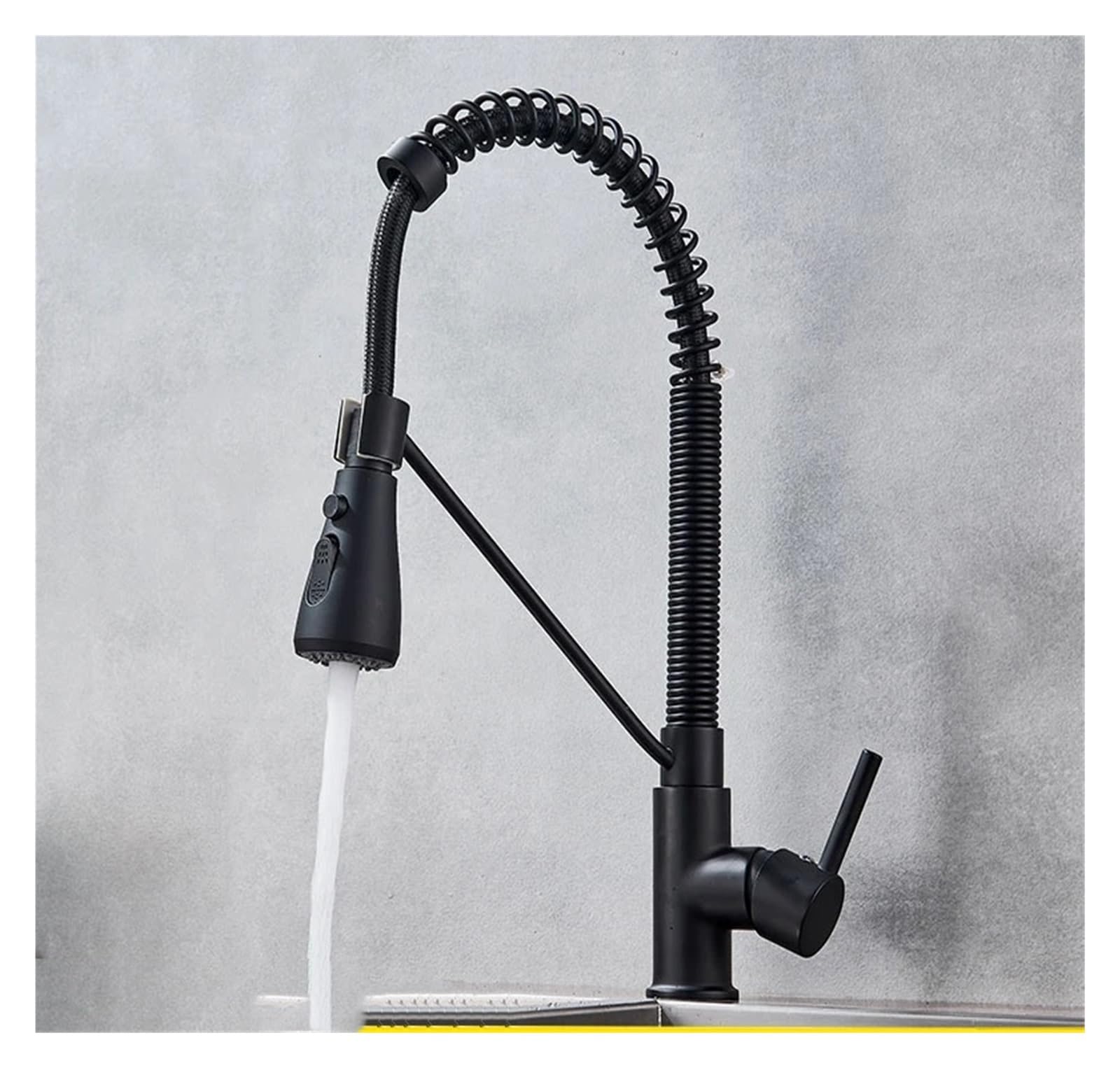 Robinet de cuisine noir anti-éclaboussures avec douchette extractible pour grand évier