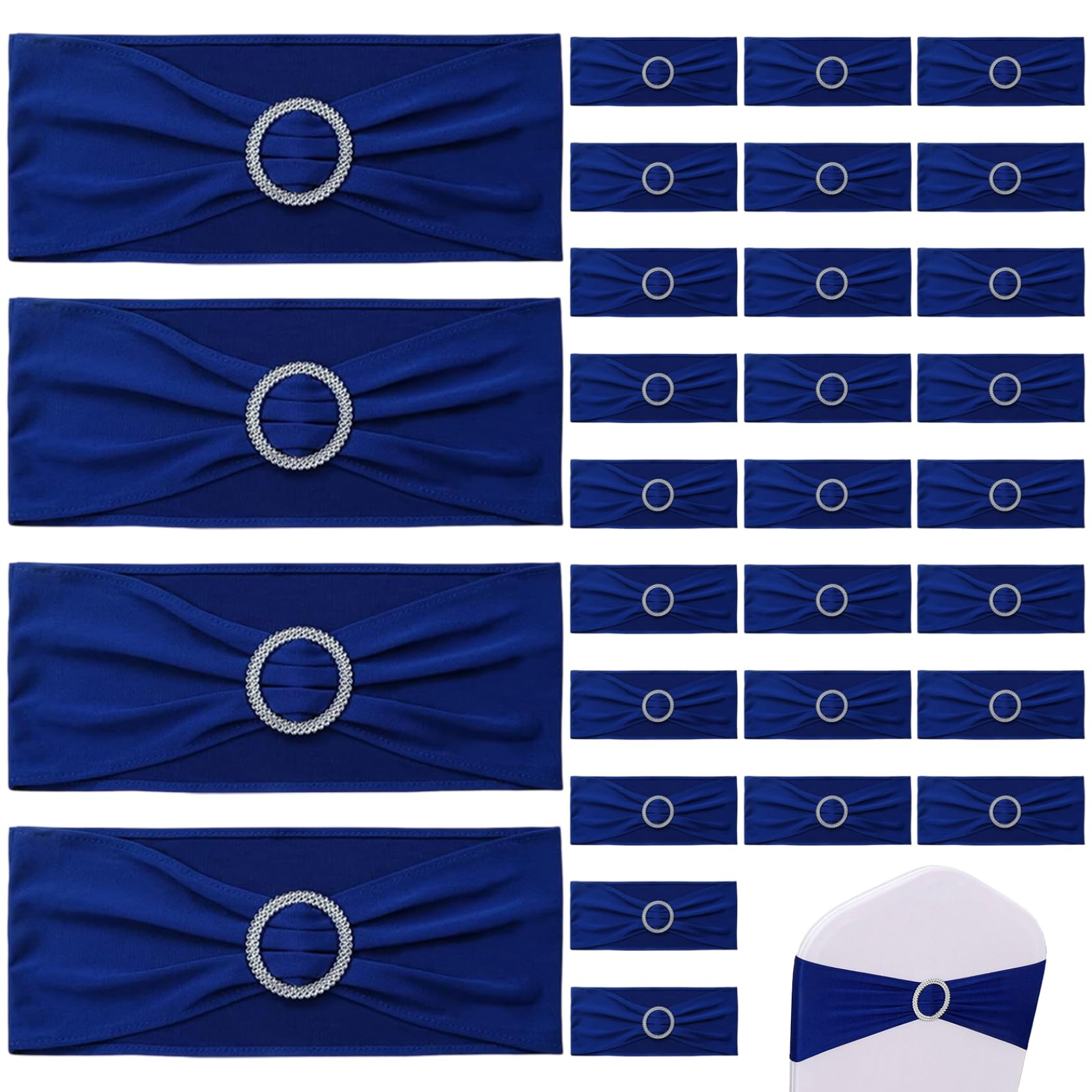 Nœud de chaise bleu royal pour décoration de mariage et repas de fête chic pack de 30
