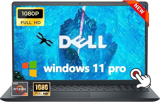 Dell Inspiron 15 3535 Touchscreen Laptop - 32GB DDR4 RAM, 1TB SSD, 15.6" FHD WVA Display, AMD Ryzen 7 7730U,Windows 11 Pro, Copilot, Wi-Fi, Numeric Keypad, Webcam, for Business & Students