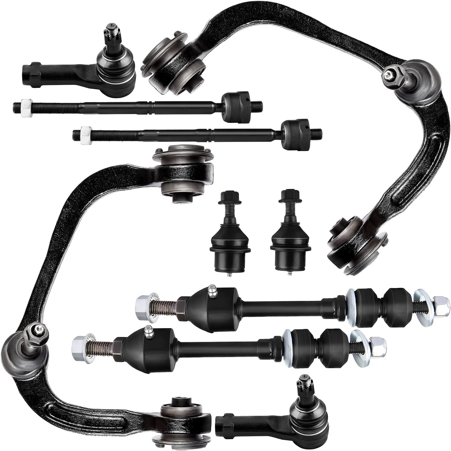 10pc Set 4WD Front Suspension Kit Upper Control Arm Lower Ball Joint Sway Bar Tie Rod End Replacement for 2005-2008 For F-150 2006-2008 Mark LT