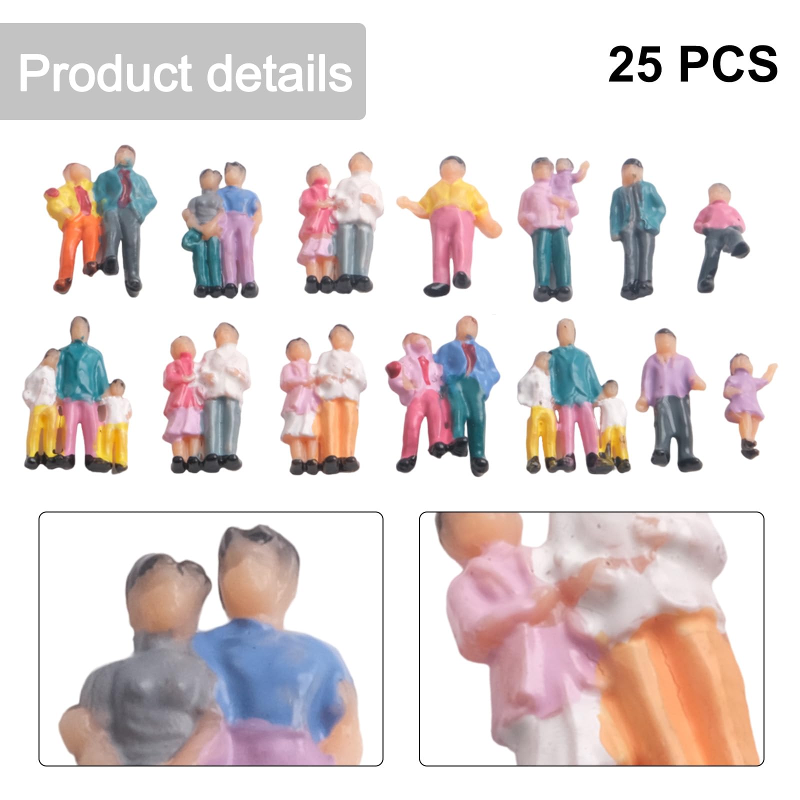 Figuras De Personas Escala 1:87 (HO) - Pack De 25, Pintadas A Mano, Para Maquetas De Trenes Y Dioramas