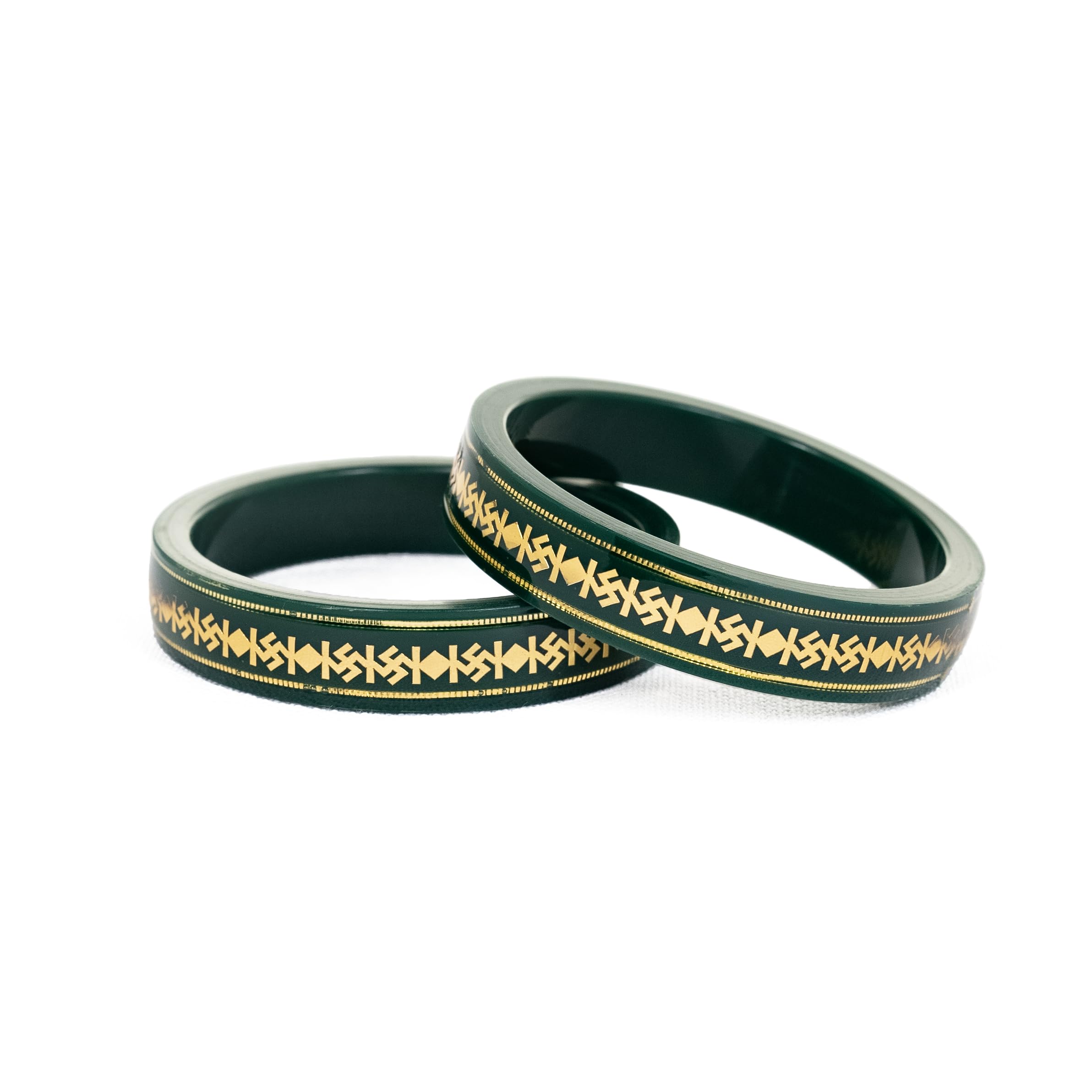 Hem Jewels by Ashok Jewellers 22kt (916) Yellow Gold Pola Bangles/Gold Wedding Chooda for Women with Purity Certificate and 916 Stamp (Set of 2pcs) - Green (Double Gold Strip with Swastik-2.8 Aani) (B0DHGLNZTC) Amazon Price History, Amazon Price Tracker