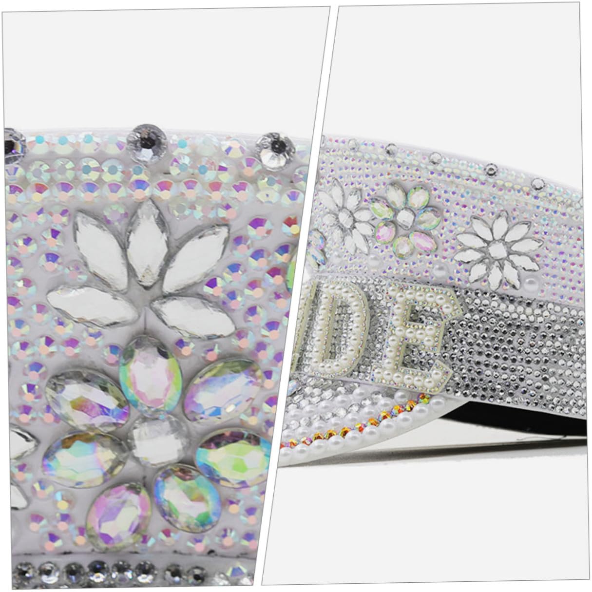 Sombrero de Capitán para Novia en Color Claro con Brillantes, Talla Única Ajustable, Accesorios para Bodas y Despedidas de Soltera, Adecuado para Fotografía y Fiestas Playa