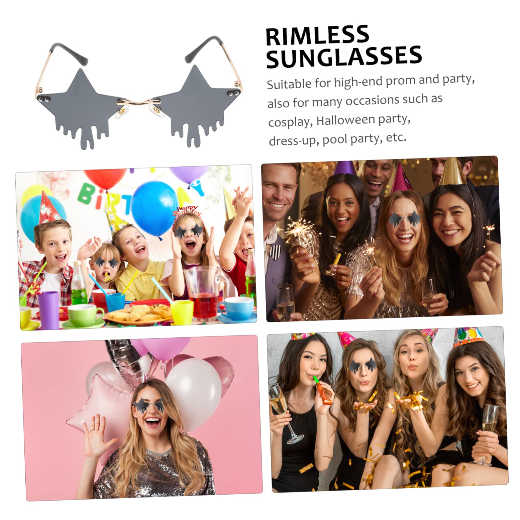 5paare Randlose Sonnenbrille Im Sternen-design Für Frauen Und Männer Für Partys Festivals Und Alltag Leicht Und Stylisch Für Jedes Outfit