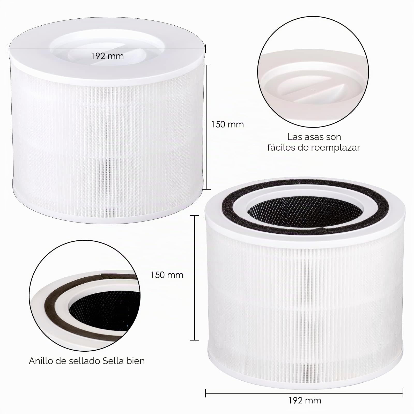 (3 piezas) Core 300S Core 300 Filtro de repuesto para purificador de aire LEVOIT Core 300 y Core 300S, filtro H13 True Hepa, filtros de carbón activado 3 en 1, en comparación con # Core 300-RF