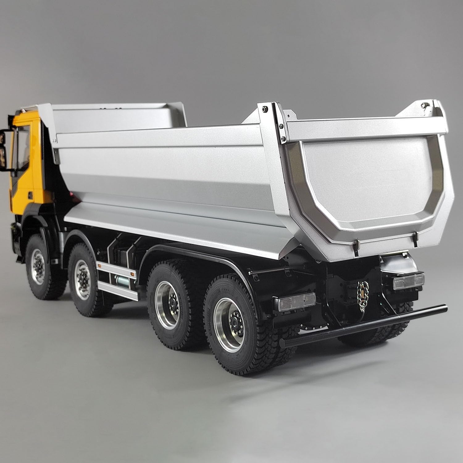 1/14 Metal Hydraulic RC Dump Truck 8X8 Radio Control Tipper Car 2-Speed Gearbox Hobby Grade Model(Yellow, Yellow Bucket)