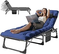 Vista 9 de ABORON Sillón 4 en 1 con agujeros para la cara y los brazos para bronceado, reclinable plegable de alta resistencia de 440 libras con cojín