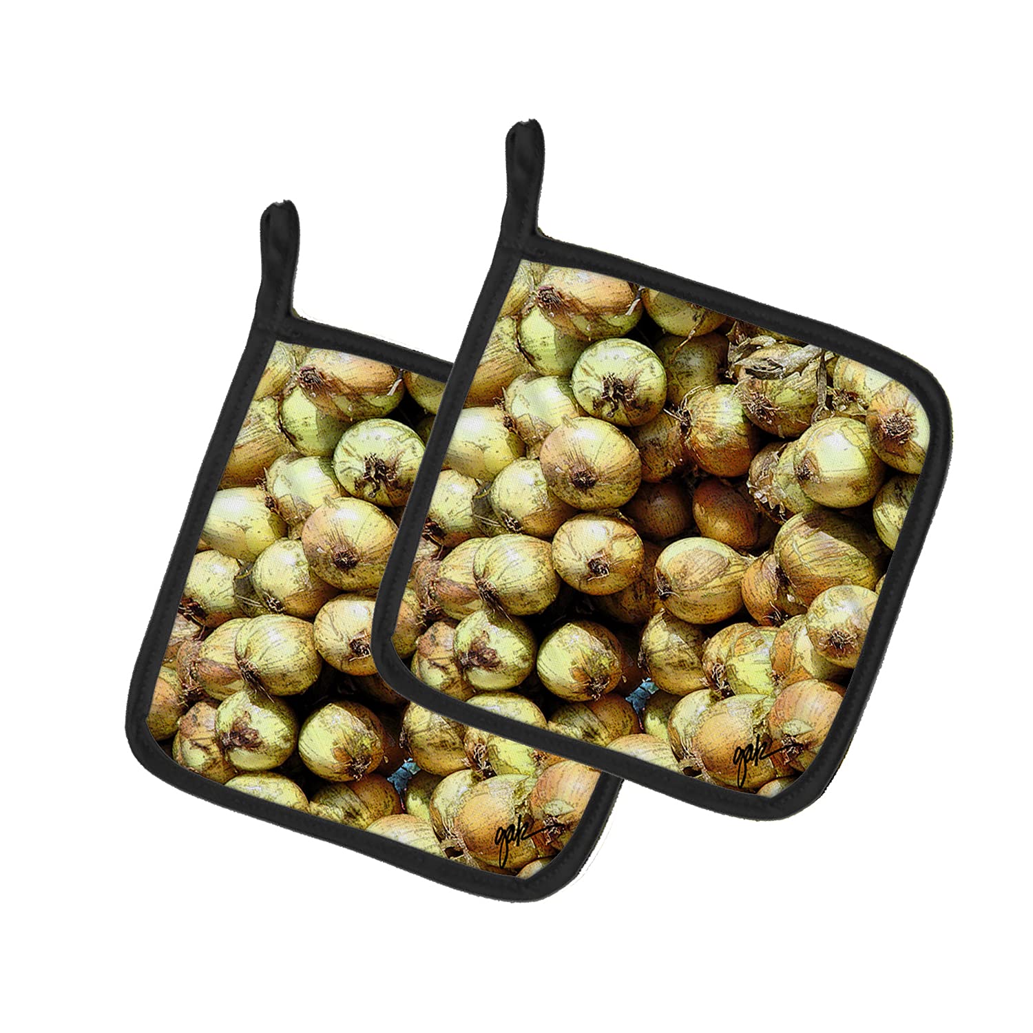 Par de soportes para ollas decorativos con diseño de cebollas para una cocina llena de vida