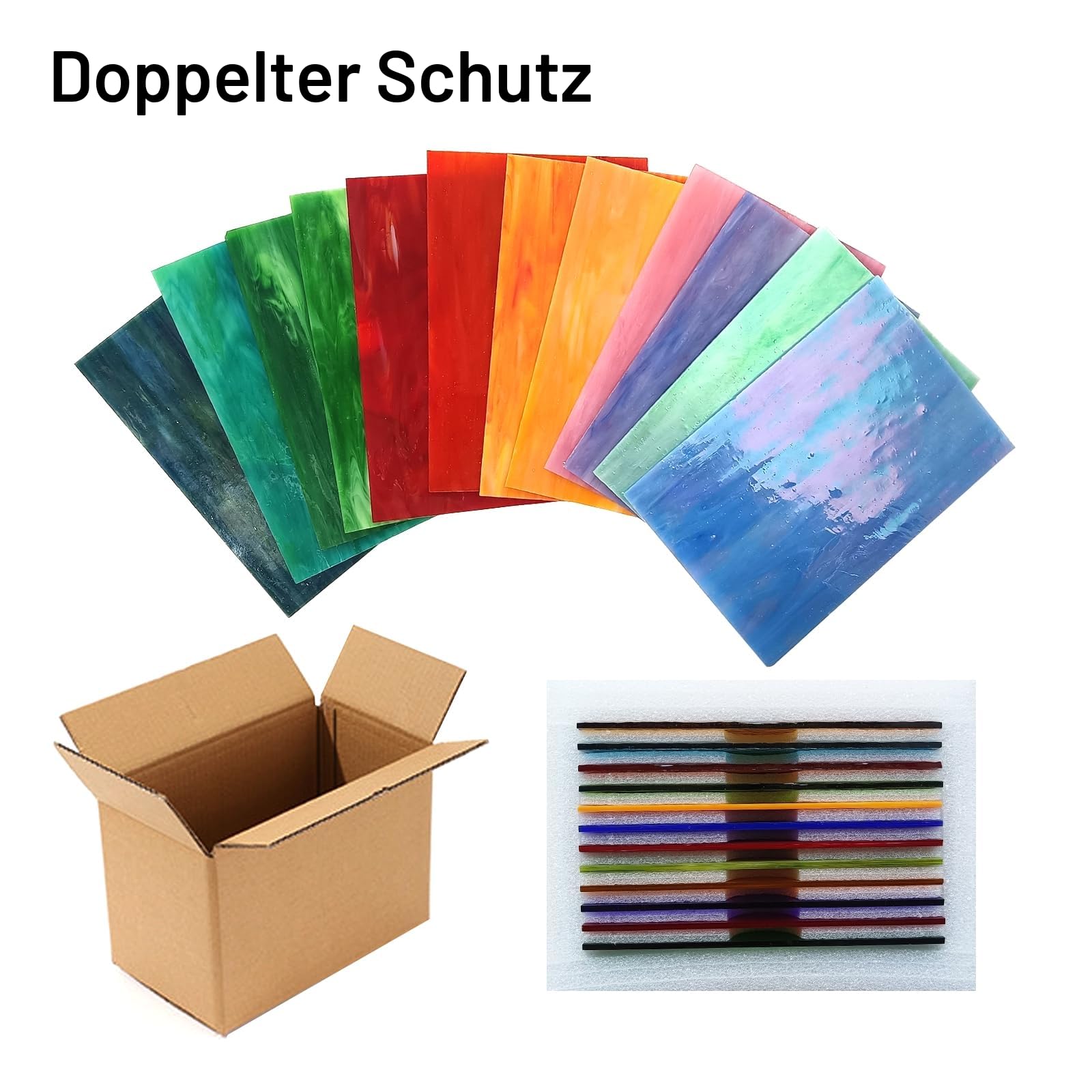 Buntglas Blätter 12 Stück 10,2x15,2cm Glas Mosaikfliesen Kunst DIY Home Dekoration