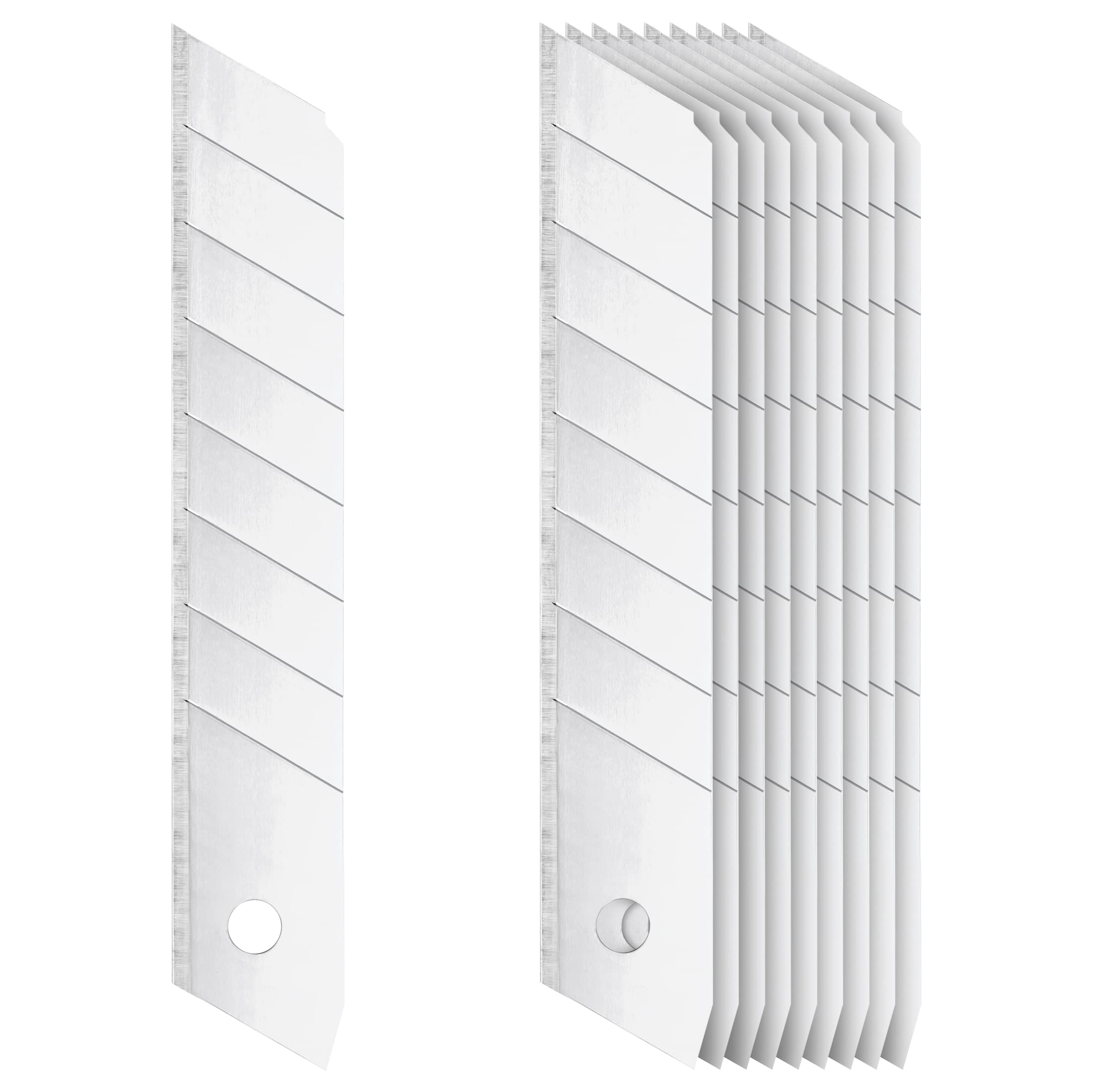 Zoid 18mm Snap Knife Steel Blade Refill 50 Pack, Sharp Carbon Steel Snap Blades for at Home and Project Cutting, Blades for Box Cutter, Utility Knife Blades, Storage Case Included