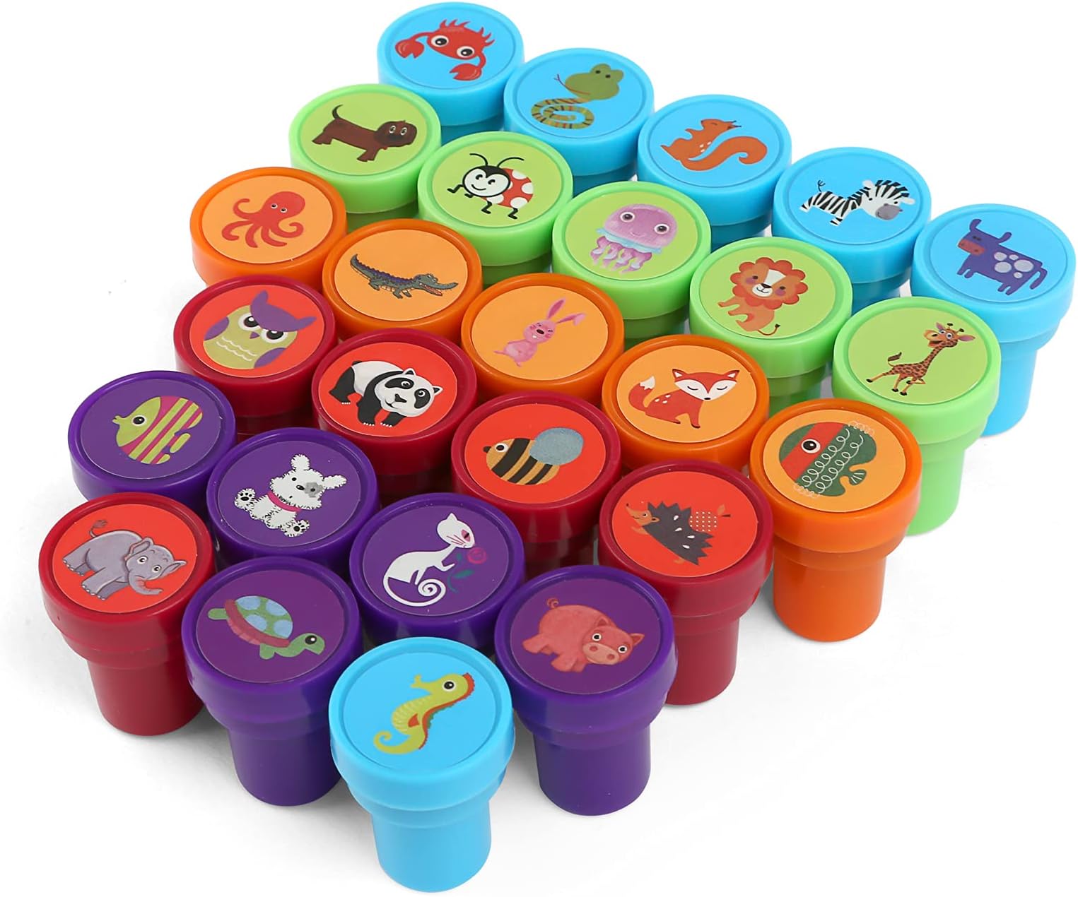 Kesote 26Pcs Animal Ink Stamps Assorted Ink Stampers Mixed Colors Stamps for Party Bags Filler Loot Prize Bags Filler Gift for Kids
