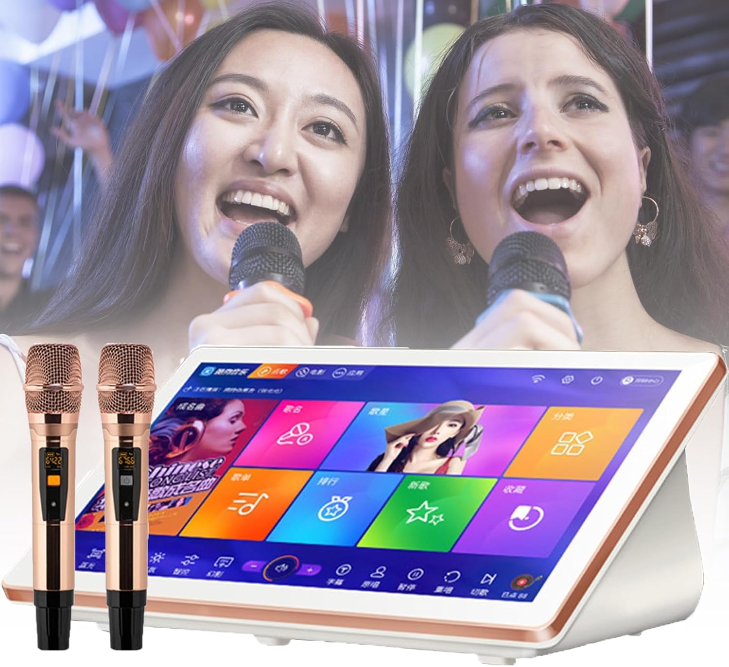 Chiński Zestaw Karaoke, Gra Karaoke Z 18,5-calowym Pojemnościowym Ekranem Dotykowym Led I Profesjonalnym Mikrofonem Bezprzewodowym, Pobieranie Utworów Z Aktualizacji W Chmurze, White, 3TB