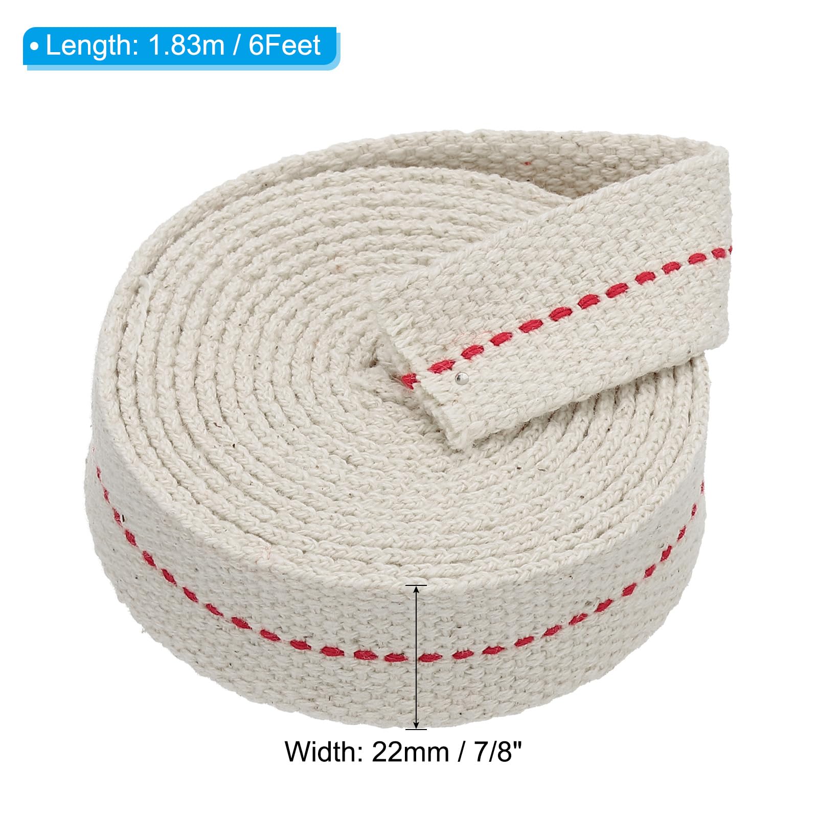 PATIKIL 7/8" Wide 6 Feet 100% Cotton Flat Wick, Oil Lamp Wicks with Red Stitch for Kerosene Lamp Lantern Oil Burner - Image 2