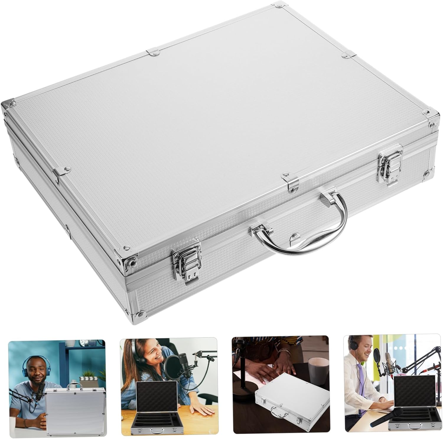 Toyvian Portable Microphone Carrying Case with Handle Slot Storage for Mics and Accessories for Travel Karaoke and Events Convenient Organizer for Cables and More