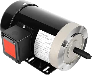 Cuilvu 1HP 1725 RPM Three Phase Electric Motor, 56C Frame TEFC, 5/8" Shaft, 230/460V - Durable Rolled Steel General Purpose Motor