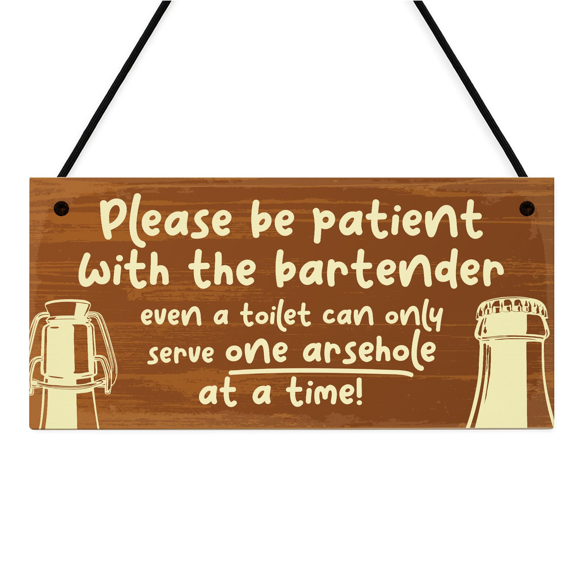 Red Ocean Rude Bar Sign For Man Cave Patient With Bartender Home Bar Hanging Plaque Garden Sign Vodka Gin Beer Sign Gift For Men Women
