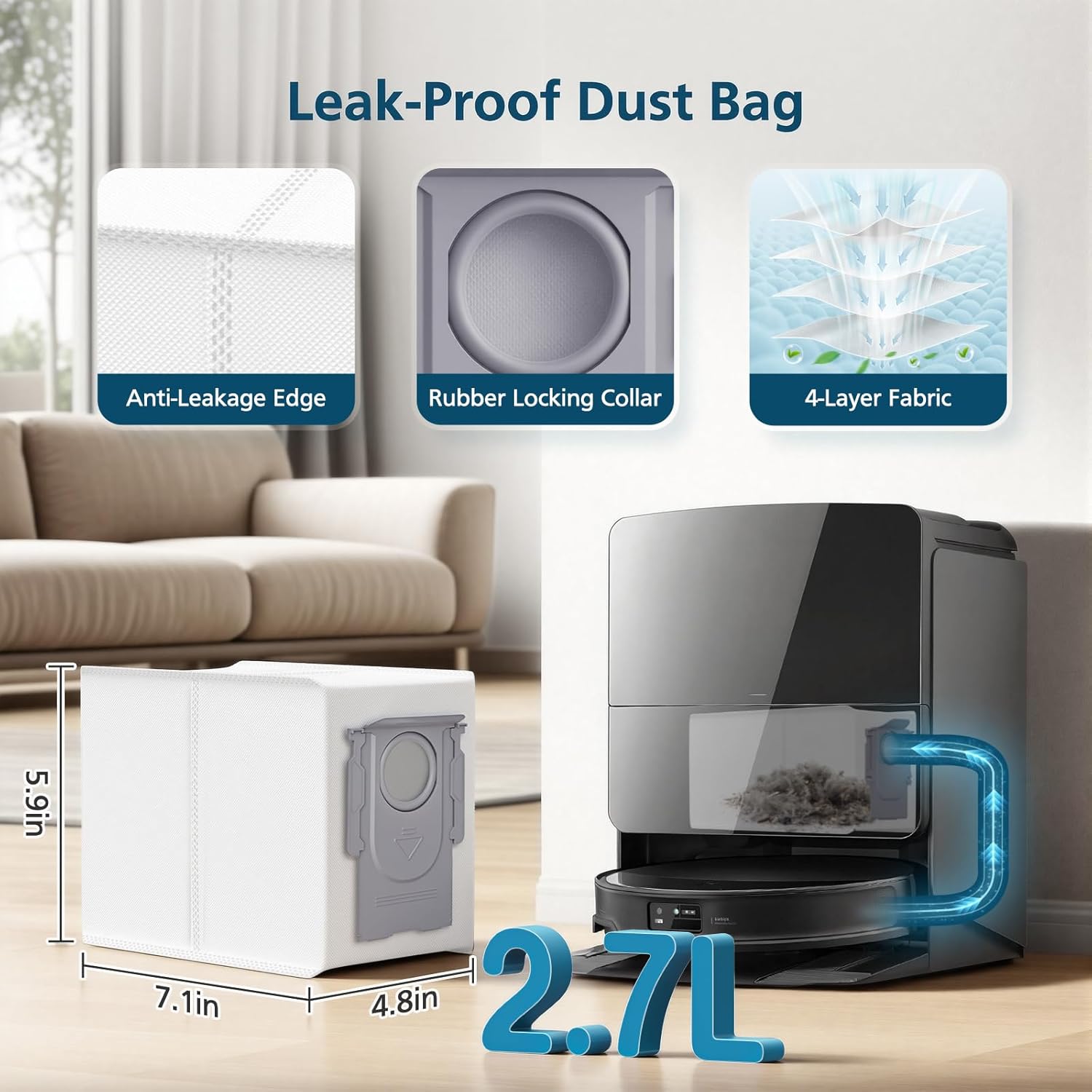 Saros 10R Accessories for Roborock Saros 10R / Qrevo CurvX Robot Vacuum, Replacement Parts with 4 Dust Bags, 4 Mop Pads, 4 HEPA Filters, 6 Side Brushes, Dual Zero-Tangling Main Brush