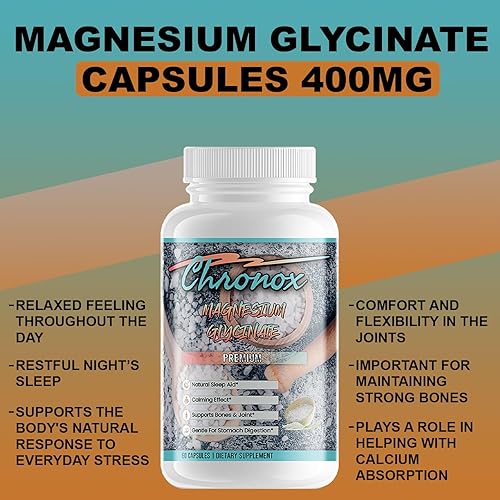 Miniatura 6 de Chronox Cápsulas de glicinato de magnesio (60 cápsulas), sin gluten, sin OMG, suplemento de glicinato de magnesio para uso diario