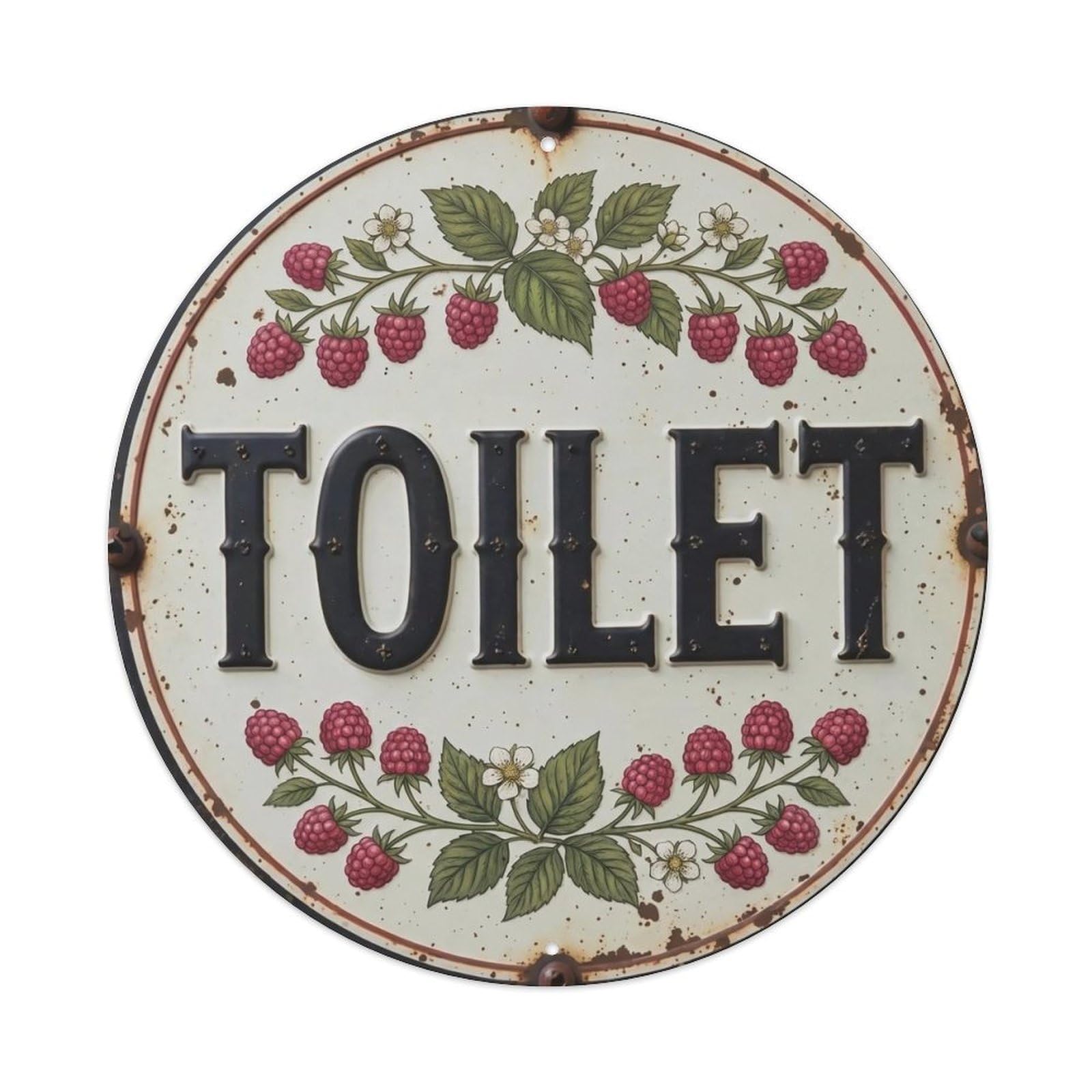 Okahys 8X8inch(20X20cm) Toilet(Wc) Signage Raspberry Vintage Metal Tin Sign