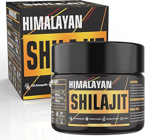 Shilajit Resina orgánica pura del Himalaya, 600 mg de resina Shilajit orgánica natural con más de 85 minerales traza suplemento Shilajit de grado