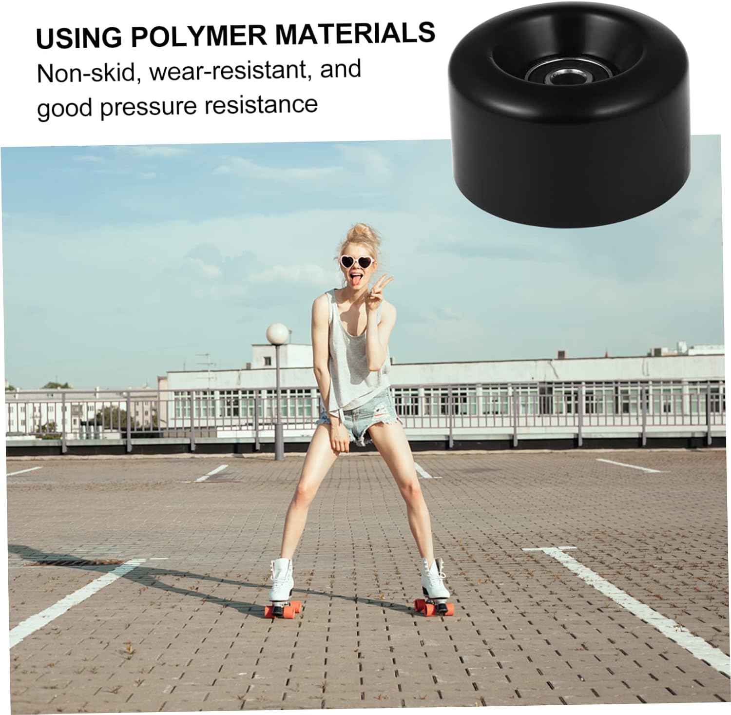 4Pcs Double-Row Roller Skates Wheels with Bearings Wear-Resistant PU Skateboard Wheel Accessory for Outdoor Skating