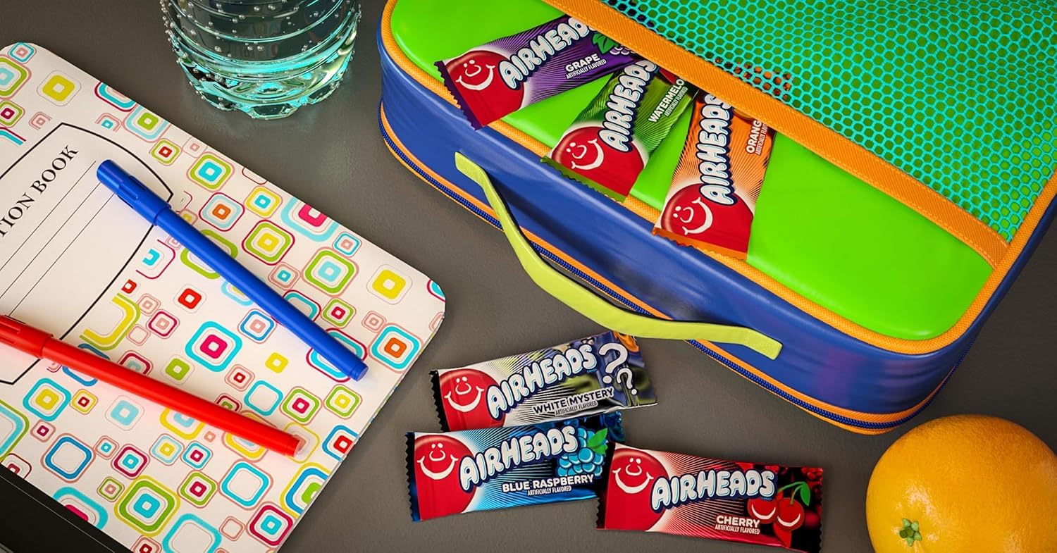 Airheads Mini Candy Bars, Taffy Variety Pack, Individually Wrapped Bulk Candy, Six Assorted Fruit Flavors Artificially Flavored, 25 Pound Box
