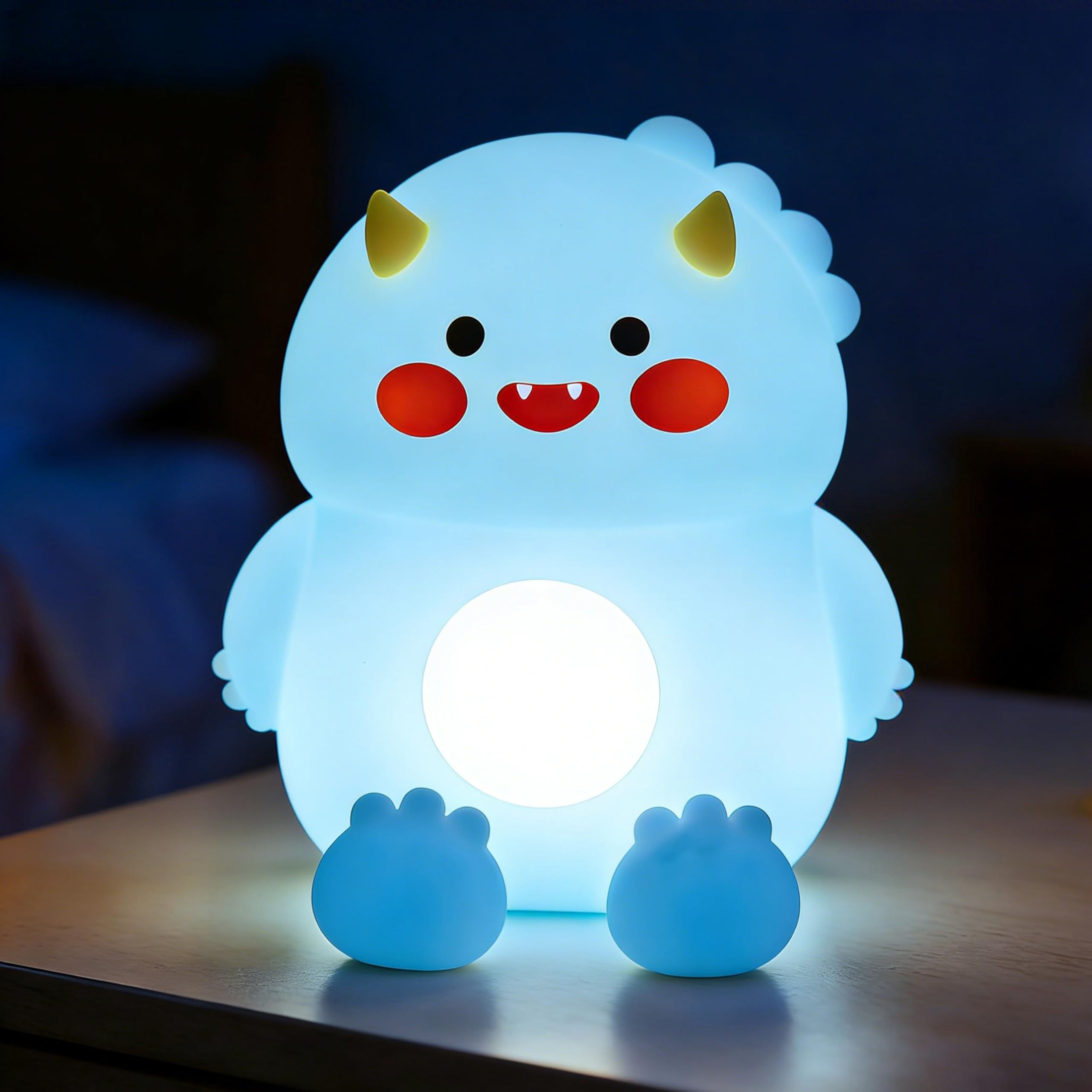 KAFUX Dinosaur Night Light for Kids, Soft Silicone Nursery Lamp, Touch Control Dimmable Bedside Light, 3 Brightness Levels, USB Rechargeable with 30-Min Timer, Toddler Bedroom Decor & Baby Gift (Blue)