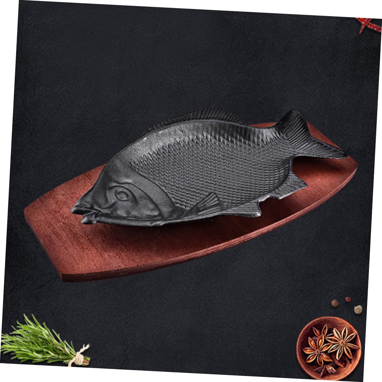 NUOBESTY Plato de Pescado Parrilla de Hierro para Servir Pescado Bandeja para Cocinar al Vapor Plato Cena Casa