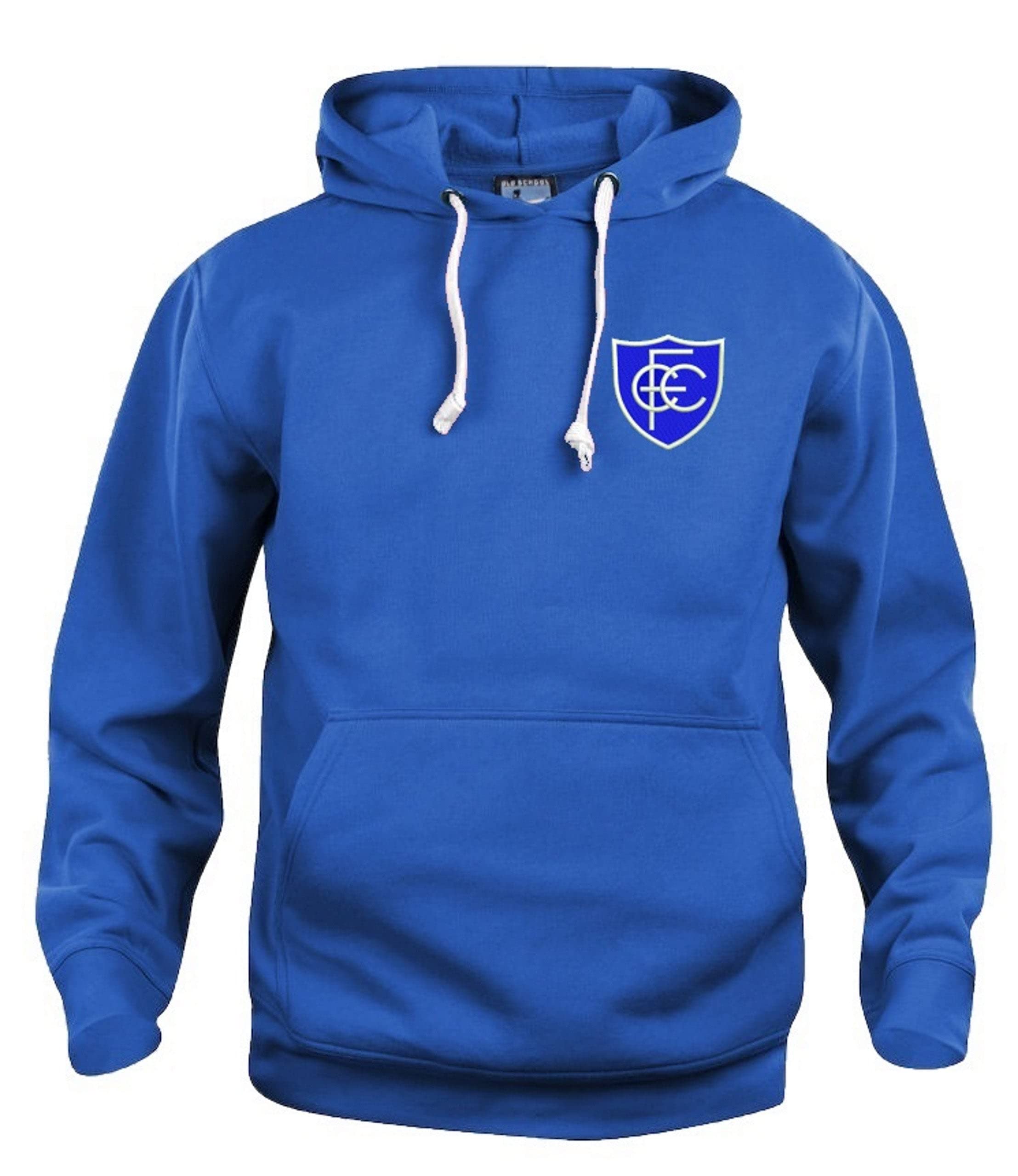 Chesterfield 1950s Retro Football Hoodie Embroidered Logo Royal Blue