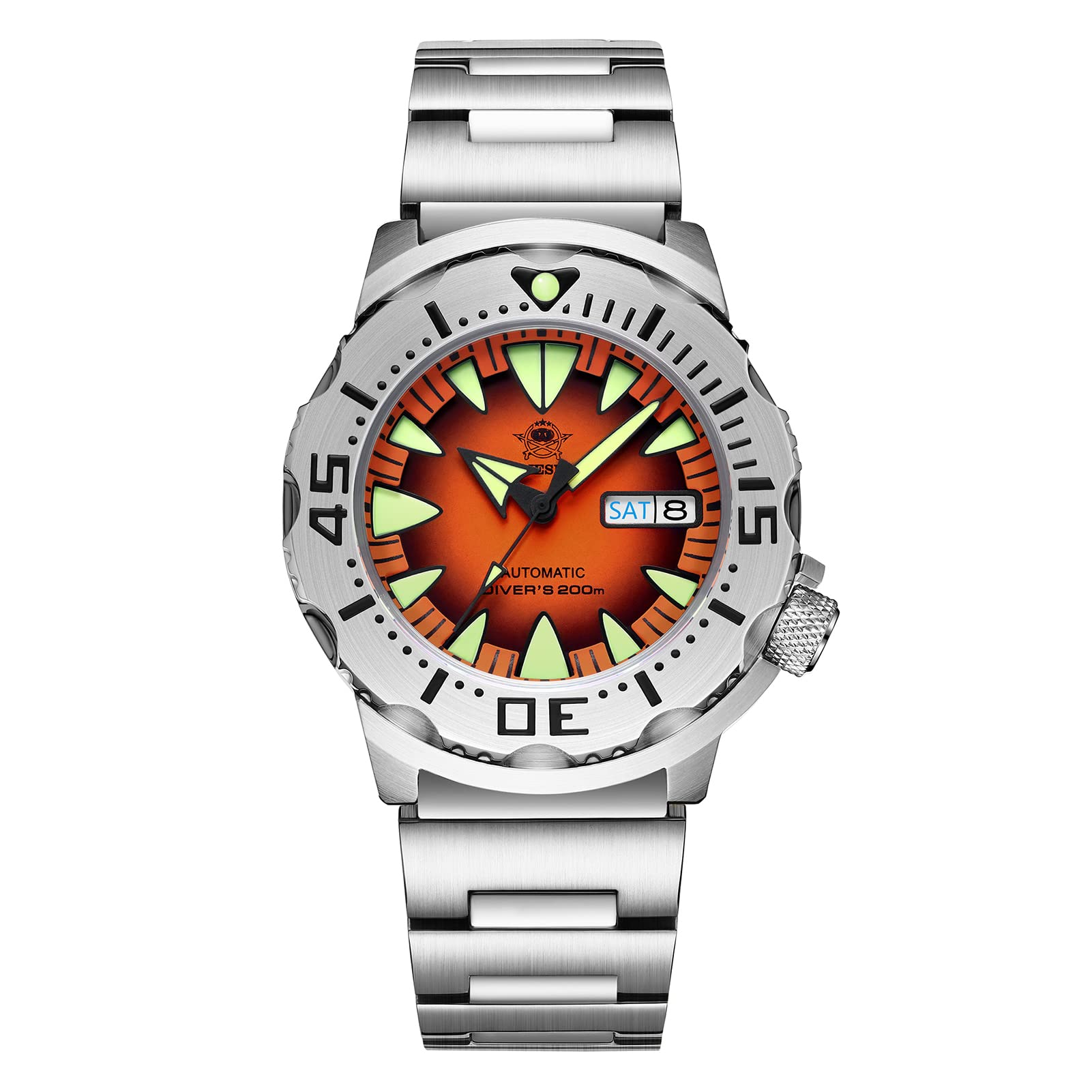 ADDIESDIVE Automatic Watches for Men Diver 200 M Waterproof Synthetic Sapphire Analog Mens Wristwatch Satinless Steel