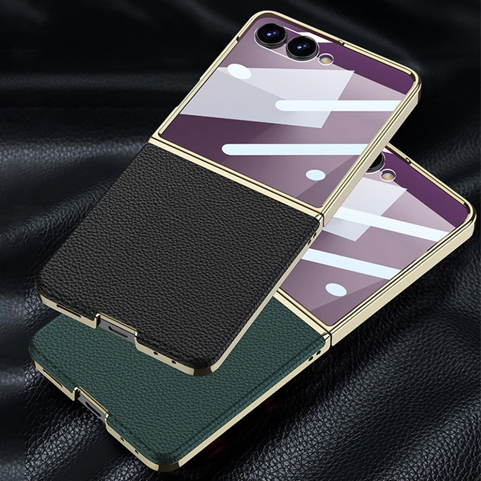 Étui pour Samsung Galaxy Z Flip 7, Luxe Electroplated Housse en Cuir Screen Protection Anti-Rayures Coque,Violet,Flip 7