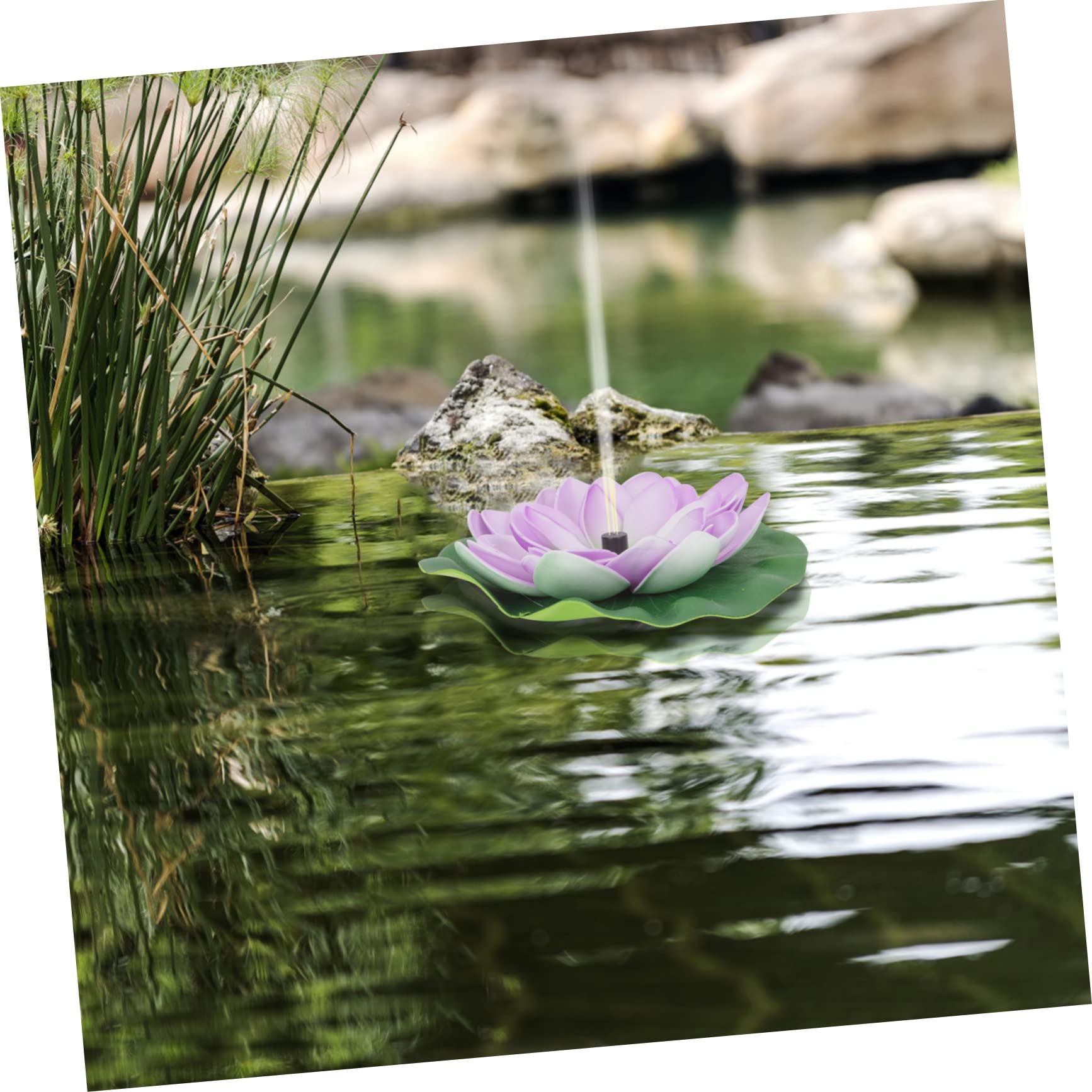 Fontana Solare Loto da Giardino Porpora Abs Automatica 7v | Effetto Galleggiante per Waterscape, Testa 100cm e Portata 180 L/h, Potenza 1.2w