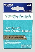 Vista 28 de Brother P-touch Embellish Cinta de impresión negra sobre encaje plateado con patrón TZEMPSL31 – ~1.3 cm de ancho x 4 m de largo para usar