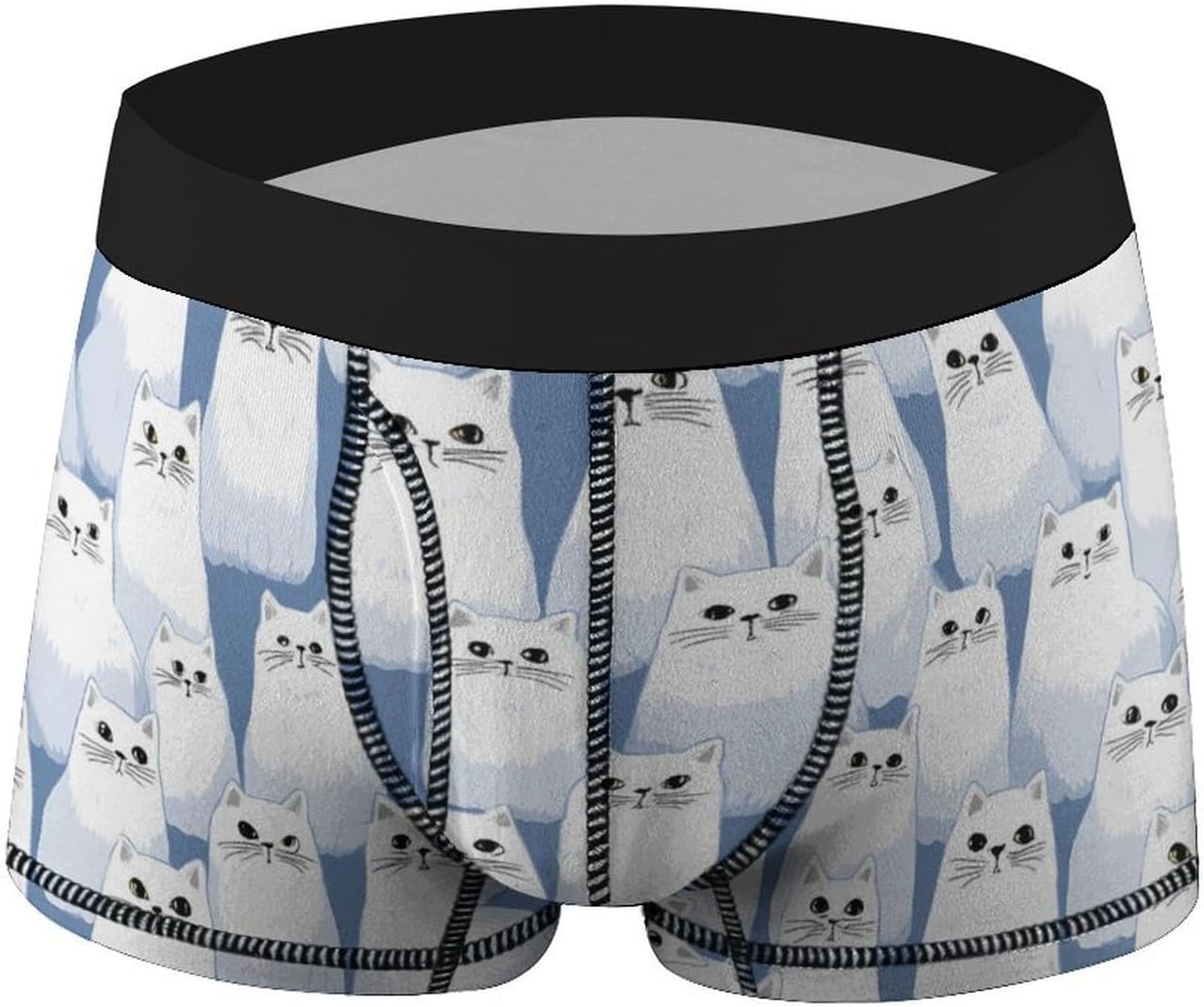 White Fat Cats Novelty Men's Boxer Briefs Soft Breathable Underpants Trunks Stretch Underwear