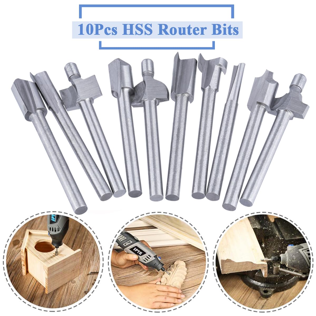 Wolfride Router Bits Set - 10 Pcs Carbide -3