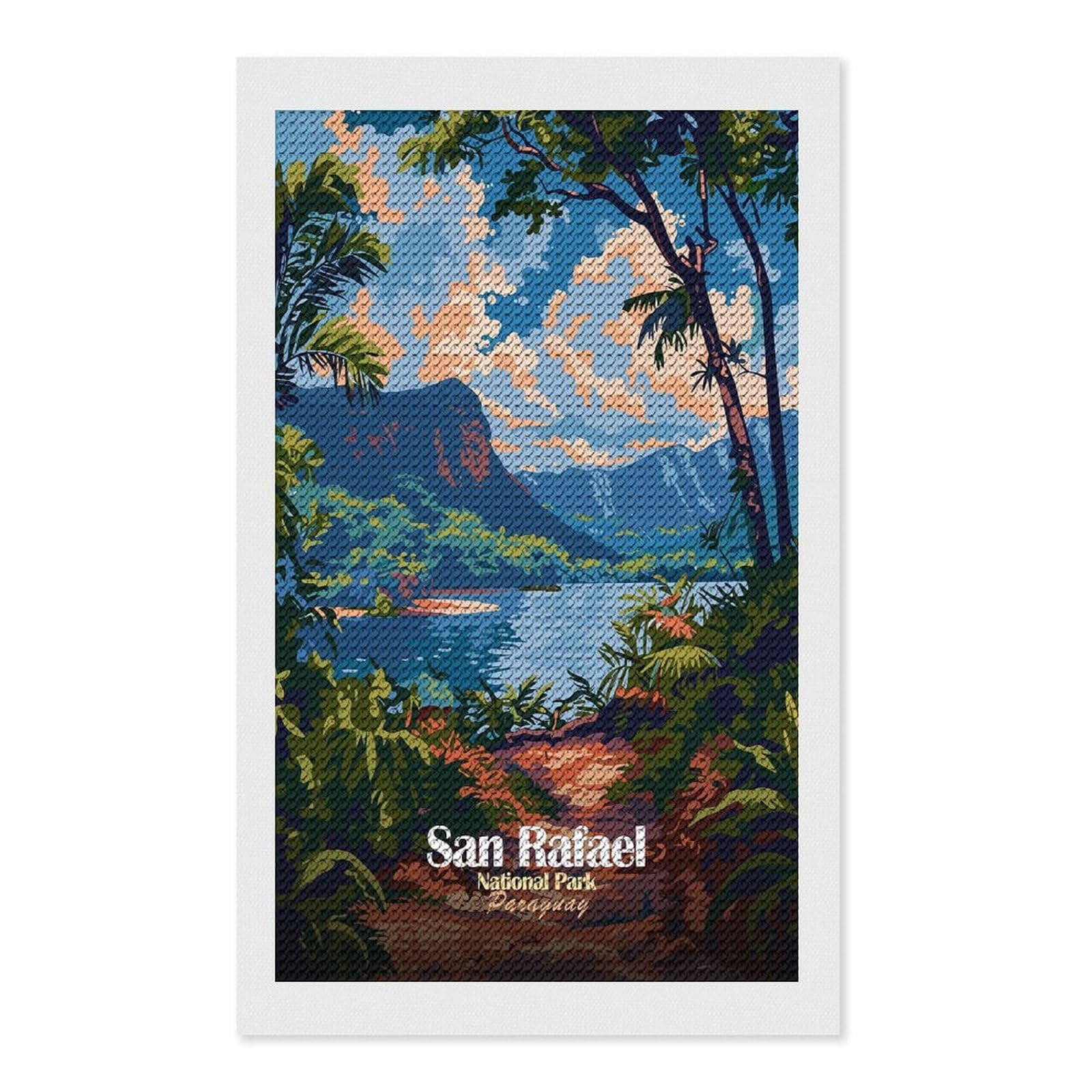 Junmoney San Rafael National Park Paraguay Diamond Painting Canvas Set 12"x20", for Adults, Sparkling Round Gems, Thoughtful Handmade Gift, Modern Decor