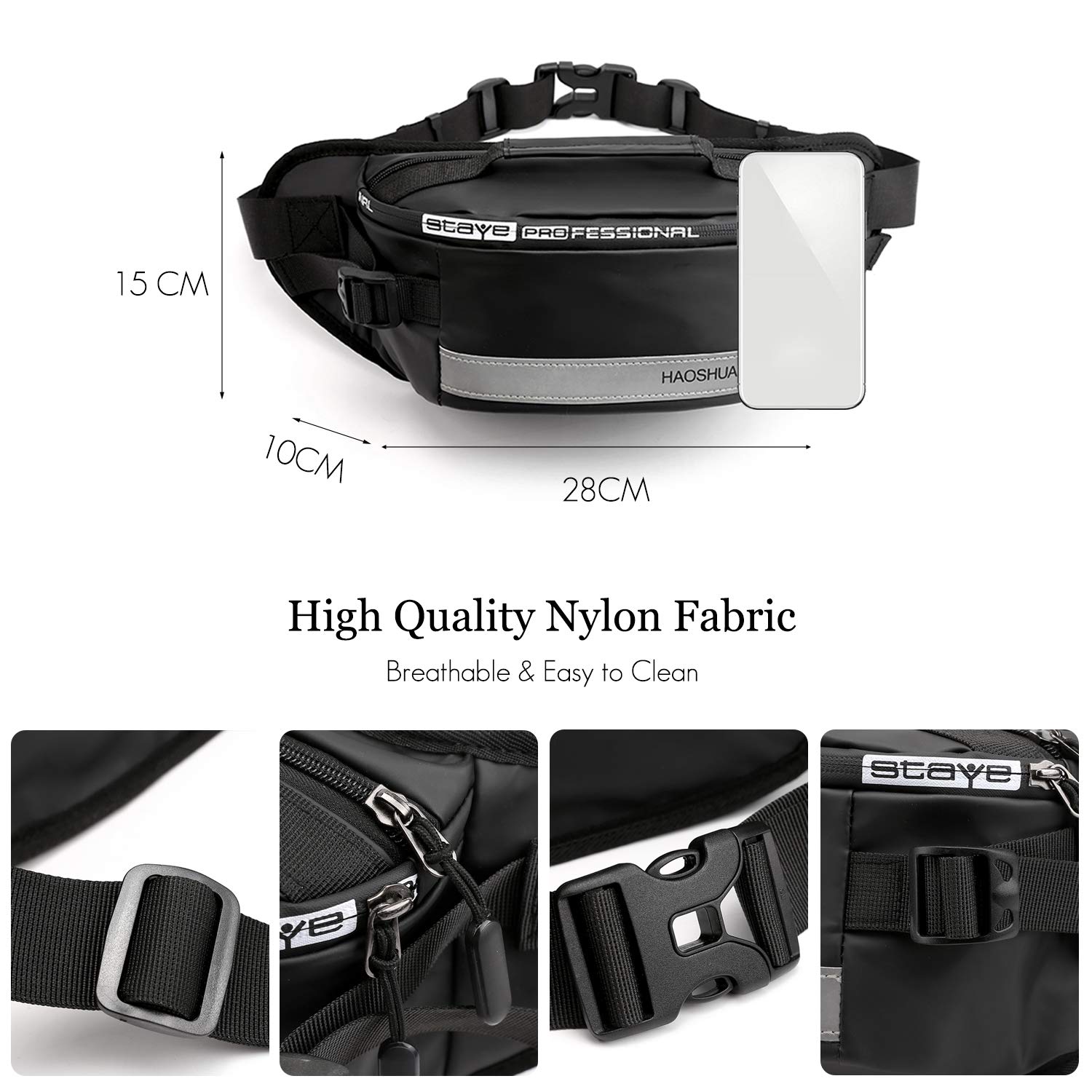 FANDARE Zaino Monospalla Uomo Marsupio Borsa a tracolla Borsetta Sling Waist Bag Zaino Sportivo Zaino Spalla Borsa a Spalla per Trekking Ciclismo Viaggio Scuola Durevole Nylon Nero