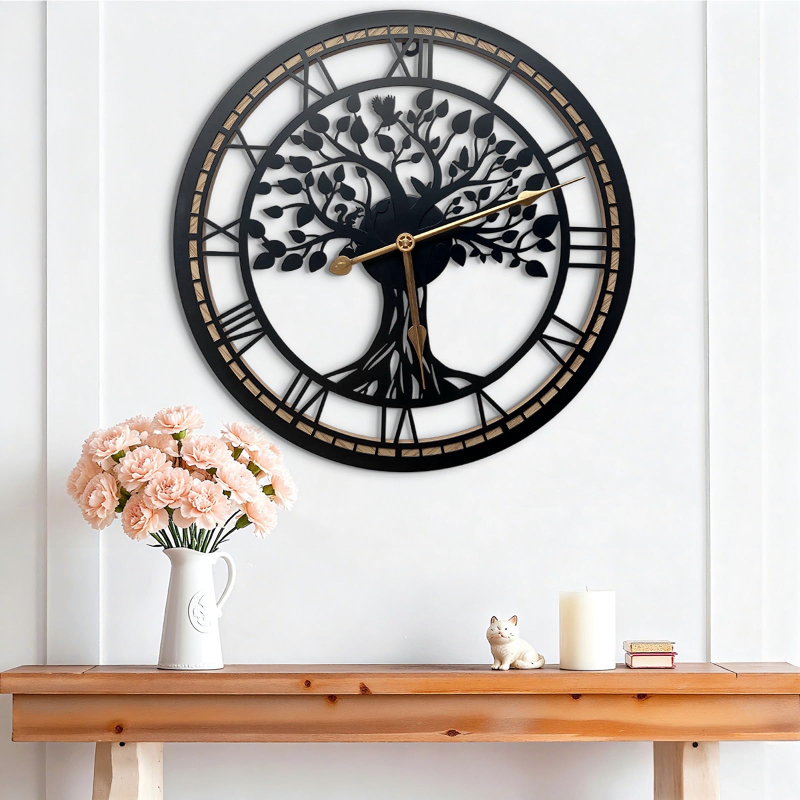 Whdifsag Tree of Life Wall Clock, Clocks For Living Room, Kitchen Clock Quiet and No Ticking, Suitable for Wall Decor, Living Room Decoration, Kitchen Decoration(60CM)