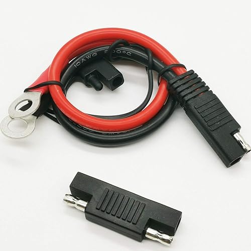 Arnés de terminal de anillo de 2 pines de desconexión rápida SAE Cable de extensión 10AWG para motocicletas, automóviles, etc., con 1 conector de