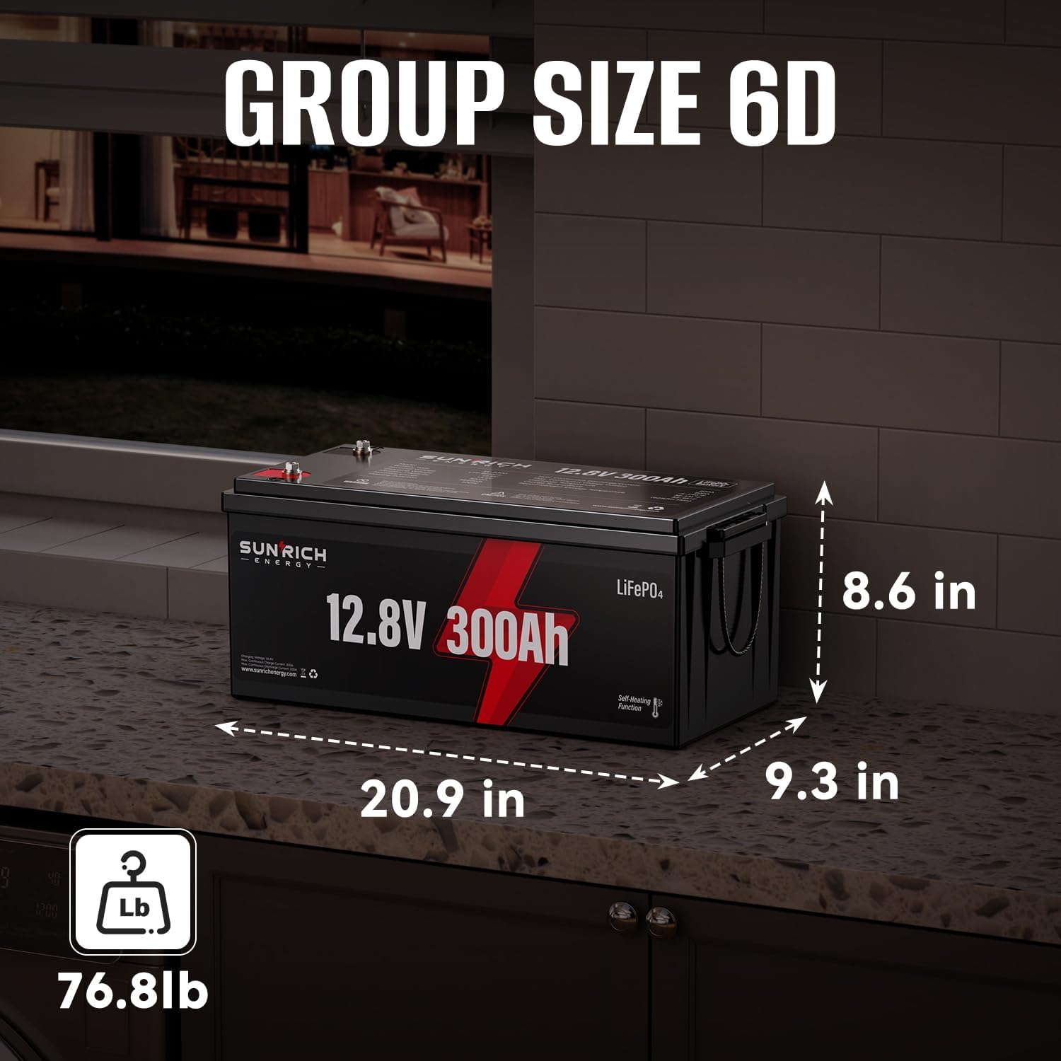12V 300Ah LiFePO4 Battery, 3840Wh Heated Lithium Battery, 10-Year Lifespan, Ideal for RVs, High-Wattage Devices, Off-Grid Systems, and Home Backup Power