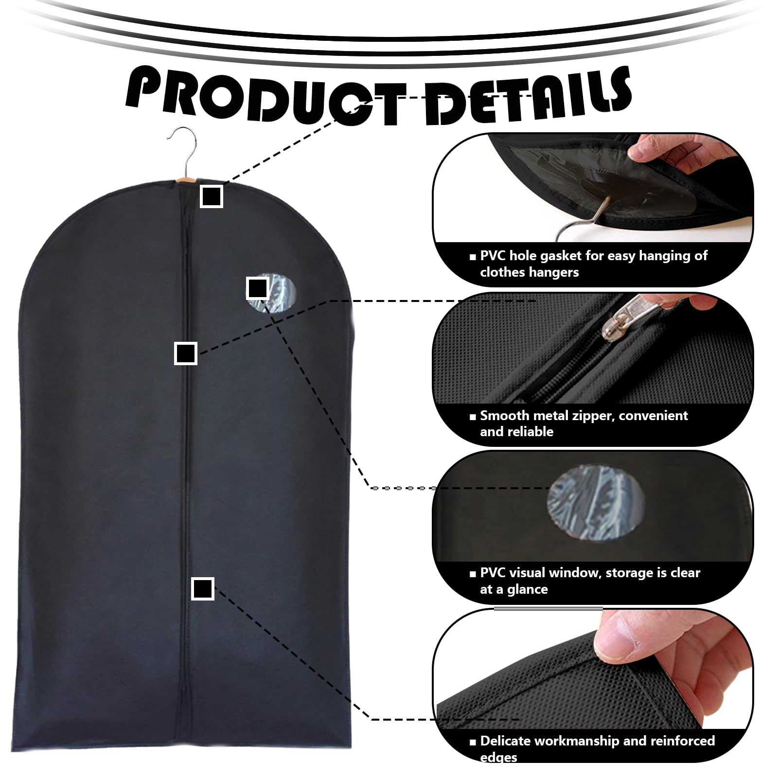 LURNODY 2 Pièces Housses De Vêtements 60x128cm Et 60x106cm - Protection Anti-Poussière Pour Garde-Robe Et Voyage
