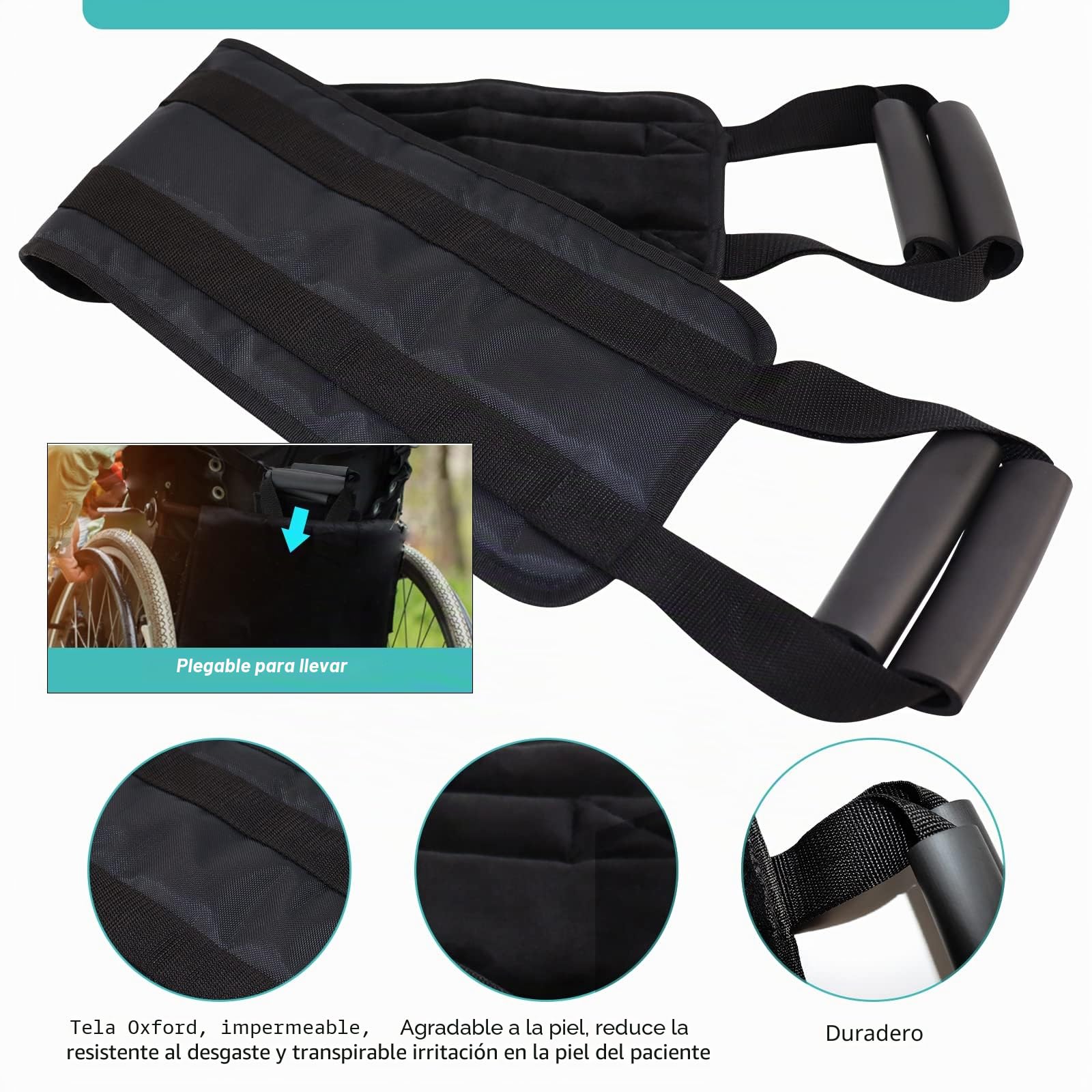 LOSCHEN: Cinturón de transferencia de 80 cm para paciente, acolchado de transferencia de cama para discapacitados, ancianos, personas mayores, lesionados, silla de ruedas, cama (negro)