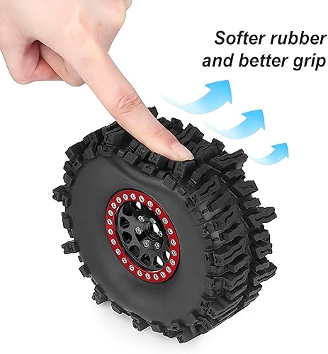 Miniatura 3 de HobbyPark Goma blanda 110 RC Crawler 1.9 - Neumáticos de 4.7 pulgadas, 4.724 in y 1.9 Beadlocks Juego de ruedas para Scale RC4WD Axial SCX10 TRX4