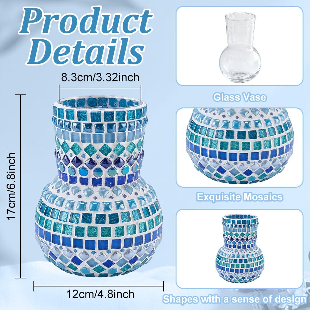 WEBEEDY Basteln Mosaik Blumen Vase Set DIY Mosaik Kunst Und Bastelset Für Erwachsene Anfänger Handgemachte Dekorative Pflanzen Töpfe Mit Anleitung Zuhause Zimmer Tisch Dekoration Einweihungsgeschenk