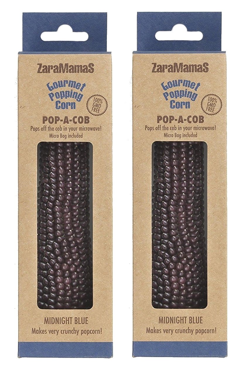 ZaraMama Gourmet Popcorn/Popping Corn - Pop-A-Cob - Microwave Popcorn (Midnight Blue, 2 x 90g)