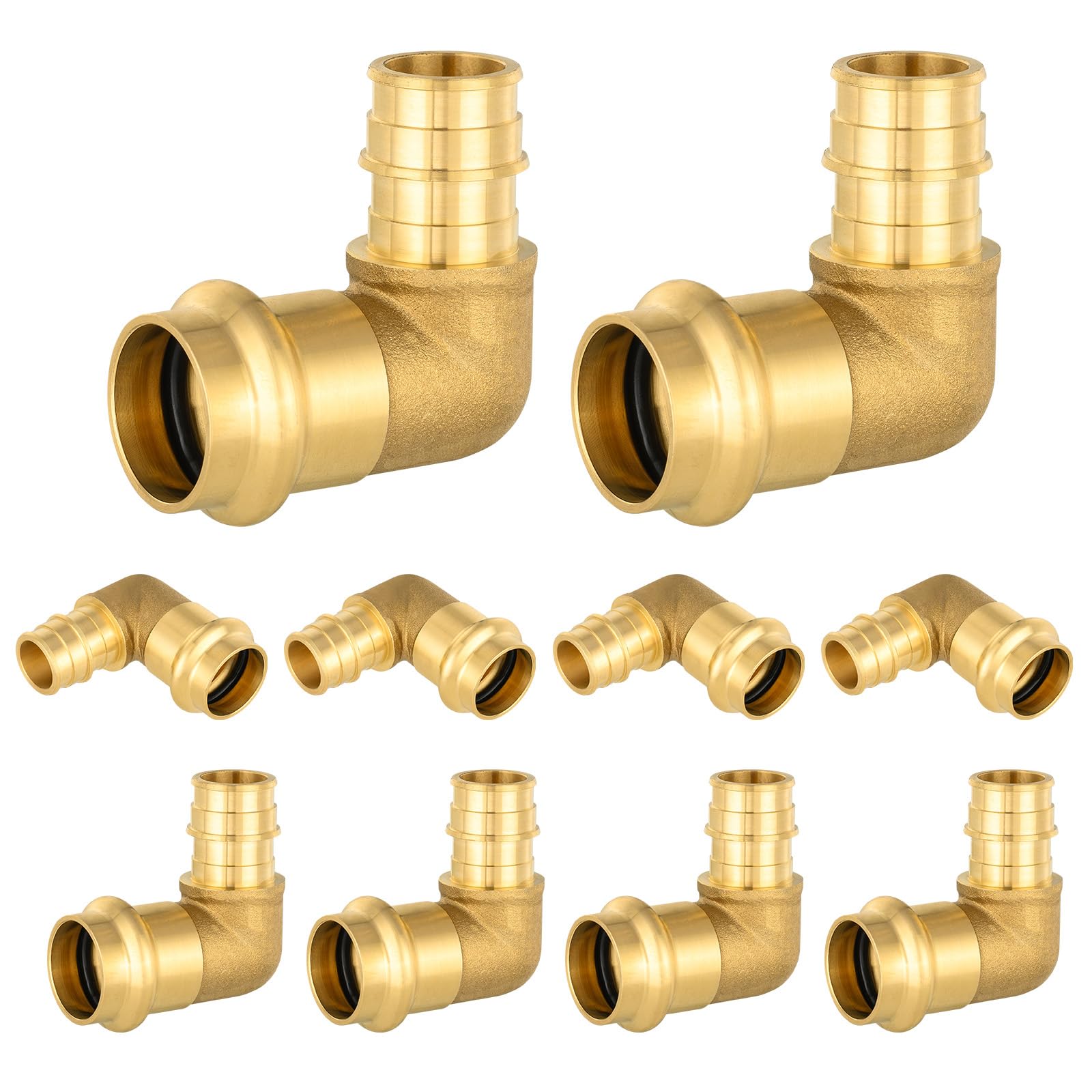 Prensa de 3/4 pulgadas x codo de expansión PEX de 3/4 pulgadas, accesorio de prensa de latón, conexión para tubos de cobre y Pex A