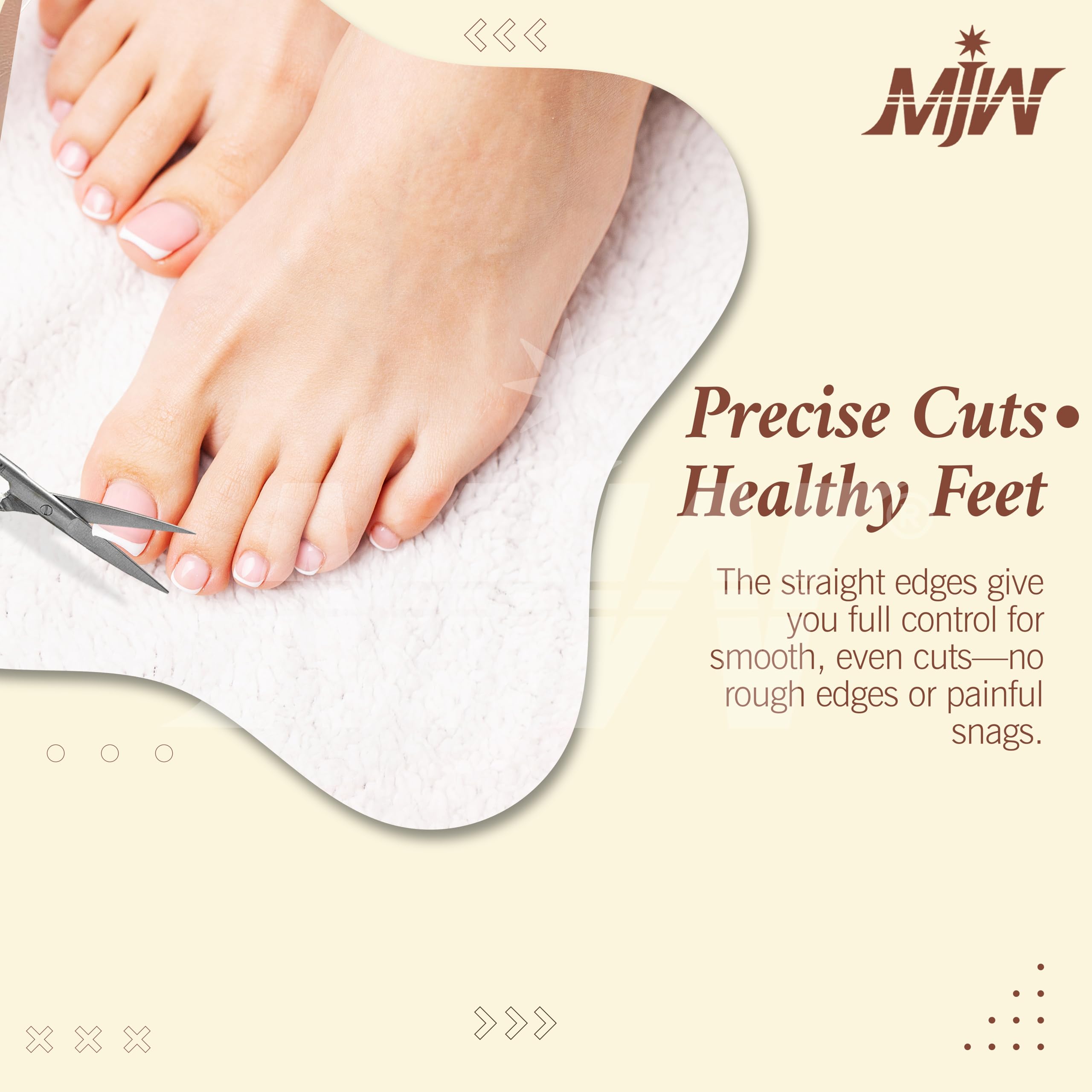 Ciseaux à ongles professionnels MJW pour femmes – Ciseaux de manucure et de cuticules pour les ongles des mains et des pieds, les sourcils et les soins du visage, en acier inoxydable droit
