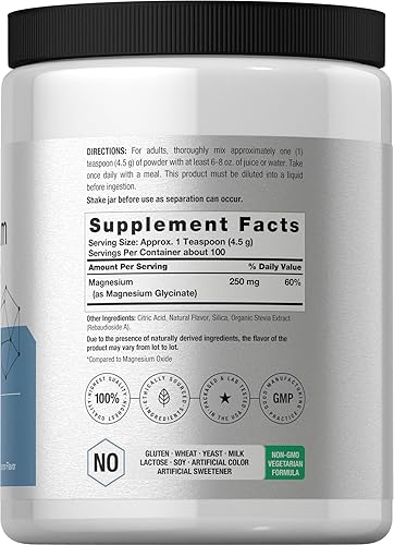 Miniatura 2 de Horbäach Polvo de glicinato de magnesio  1 libra  Sabor a limón  Absorción superior  Sin OMG y sin gluten